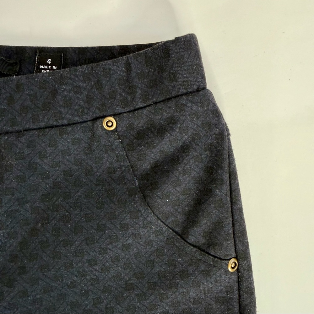 INSIGHT 26.5 Inch Waist Black Jacquard Print Pull On Slim Fit Size 4 Pants - Picture 9 of 13